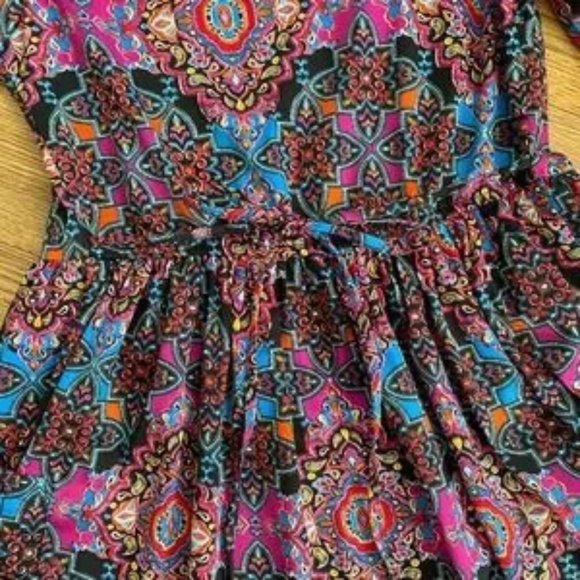 Band of Gypsies Paisley Print 3/4 Sleeves Geometric Pattern Shift Dress Size S - Picture 7 of 9